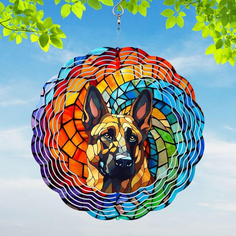 44memory German Shepherd Yard and Garden Wind Spinner, Unique 3D Hanging German Shepherd Wind Spinner - Image 1